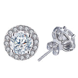 0.50 Carat Round Lab Diamond Halo Earring