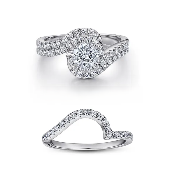 1.25 Carat Lab Grown Round Diamond Bridal Engagement Ring Set