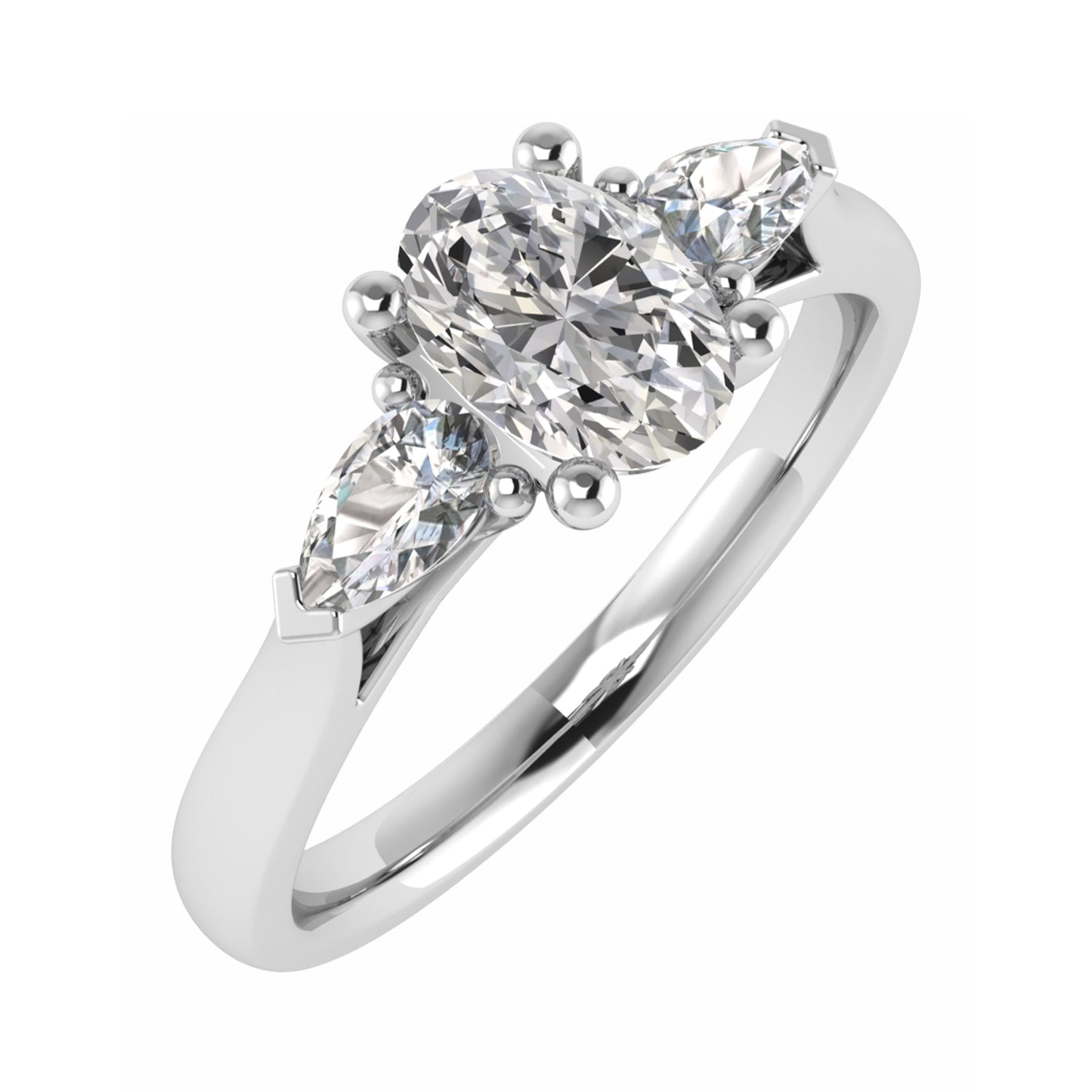 0.50 Carat Lab Grown Oval Diamond 3 Stone Engagement Ring