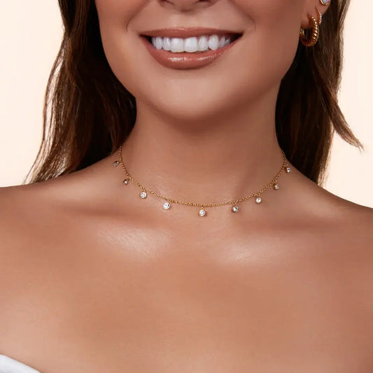 Diamond Station Necklace | Lab Grown Diamond Chain Necklace