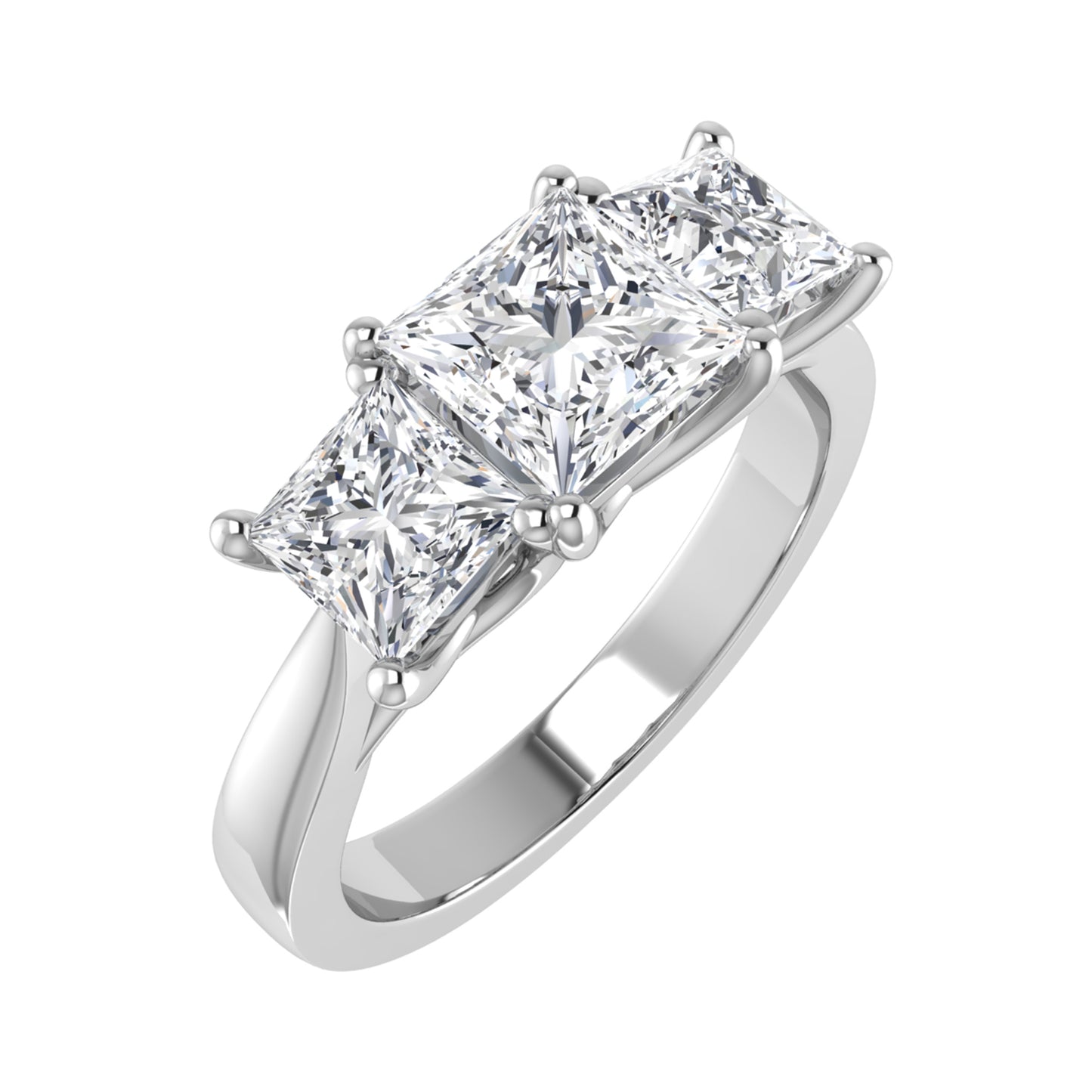 Lab Grown Princess Diamond 3 Stone Engagement Ring