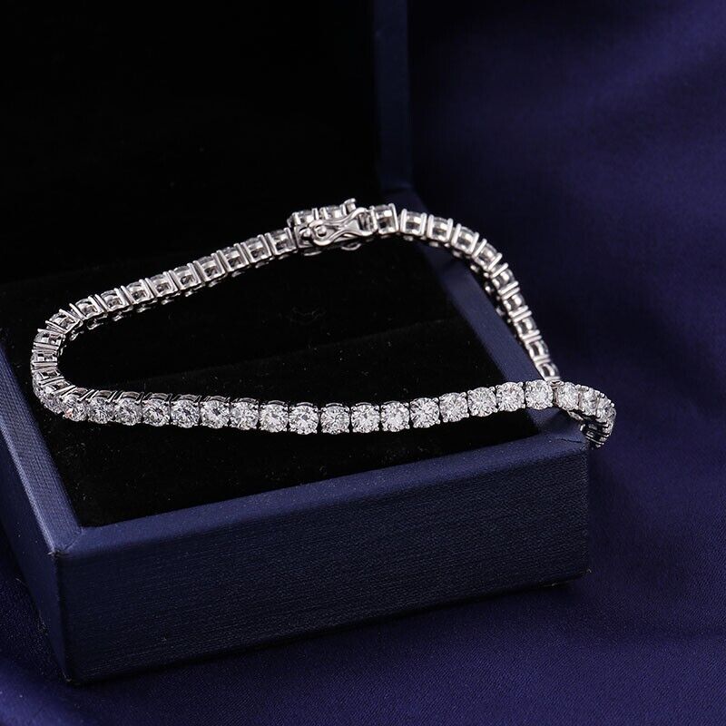 2.25 Carat F/SI Natural Round Cut Diamonds Tennis Bracelet In 9k White Gold