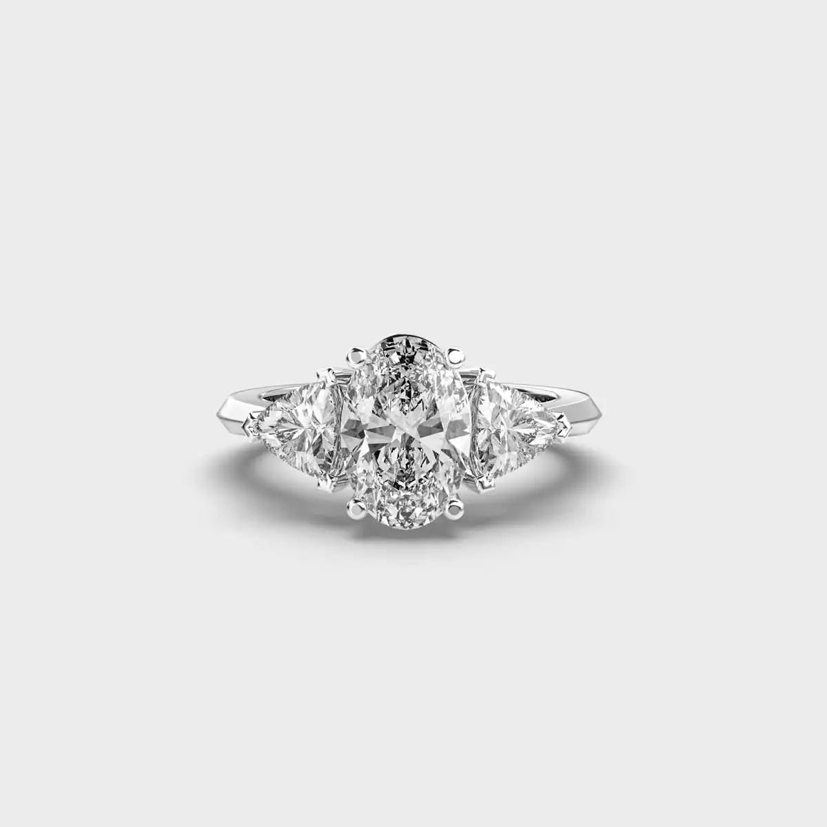 1.50 Carat Lab Grown Oval and Trillion Diamond Vintage Engagement Ring