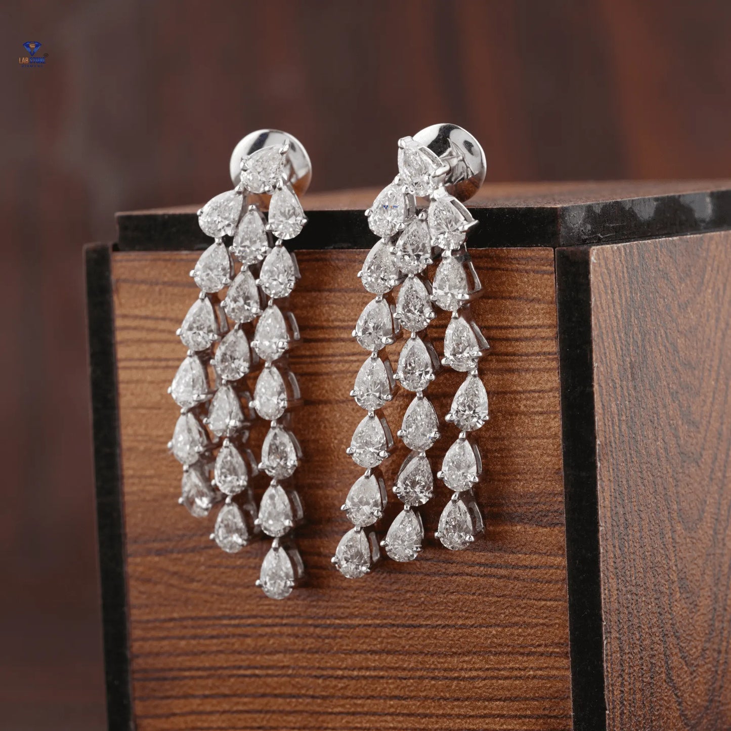 10.00 Carat Lab Created Pear Shape Diamond Chandelier Earring