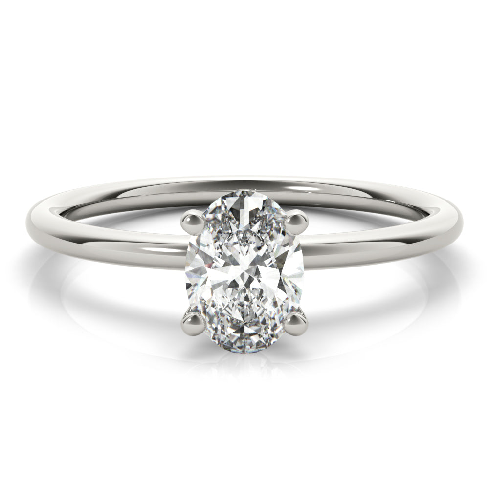 IGI Lab-Grown Oval Diamond 4 Claw Solitaire Engagement Ring, D Color VVS Clarity