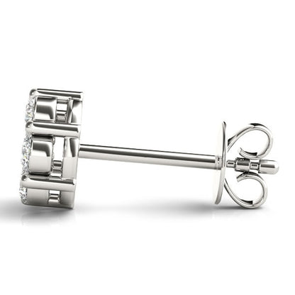 Natural Diamond Cluster Studs Earring In Yellow Gold