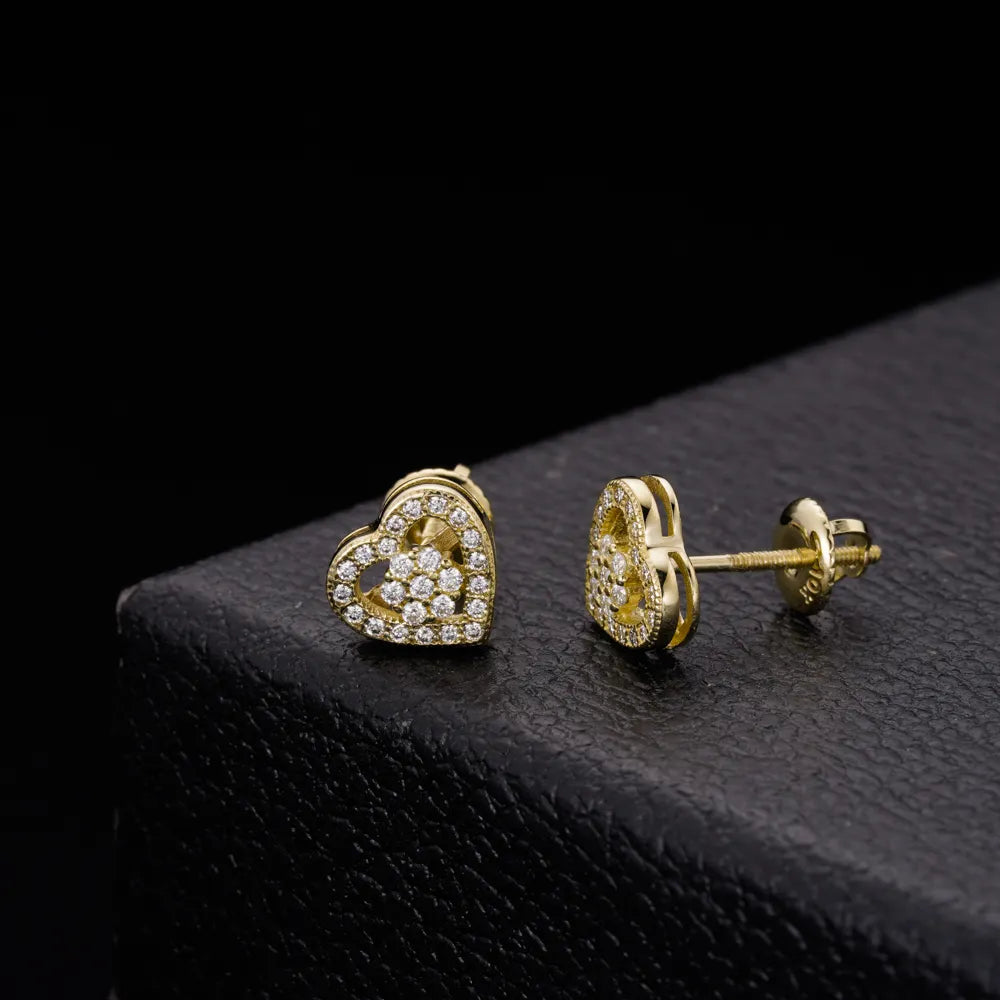 Stud Earrings Round Shape Diamond Heart Solitaire 0.15ct