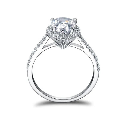 0.81 Carat Natural Pear Diamond Cluster Engagement Ring