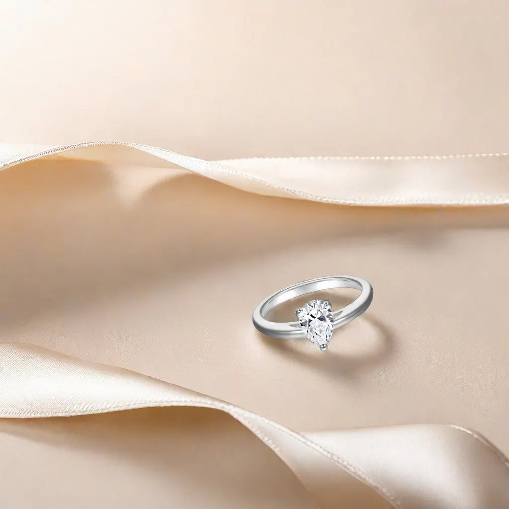 Lab Grown Pear Diamond Solitaire Engagement Ring