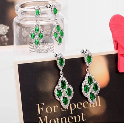 1.95 Carat Emerald and Natural Diamond Chandelier Earring