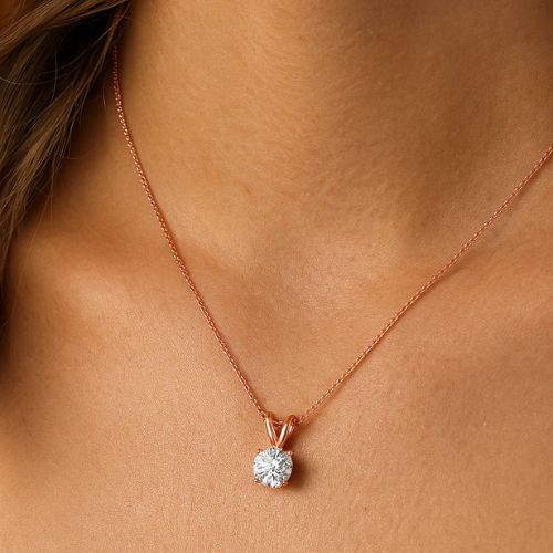 Prong-Set Round Lab-Grown Diamond Solitaire V-Bale Pendant