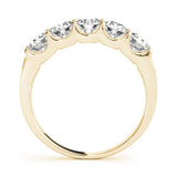 1.00Ct - 1.50Ct Lab-Grown Round Diamond Scalloped Open Gallery Shared Prong Setting 5-Stone Diamond Ring, DE Color VVS Clarity