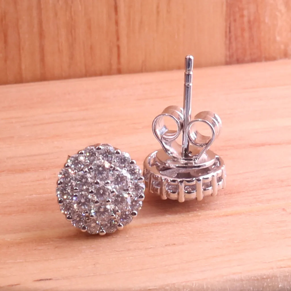 Stud Earrings Natural Round Diamond Cluster 0.25ct