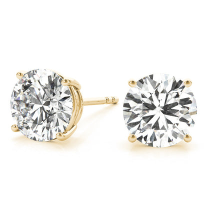 Natural Round Shape Diamond Claw Setting Stud Earring