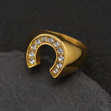 0.50 Carat Natural Round Diamond Horseshoe Statement Engagement Ring