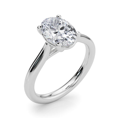 IGI Lab-Grown Oval Diamond 4 Prong Solitaire Engagement Ring, D Color VVS Clarity