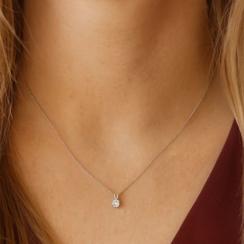 Prong-Set Round Lab-Grown Diamond Solitaire V-Bale Pendant