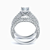1.50 Carat Lab Grown Princess Diamond Bridal Engagement Ring Set