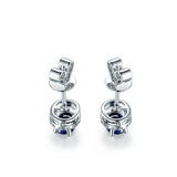 1.90 Carat Oval Shape Blue Sapphire Halo Stud Earring