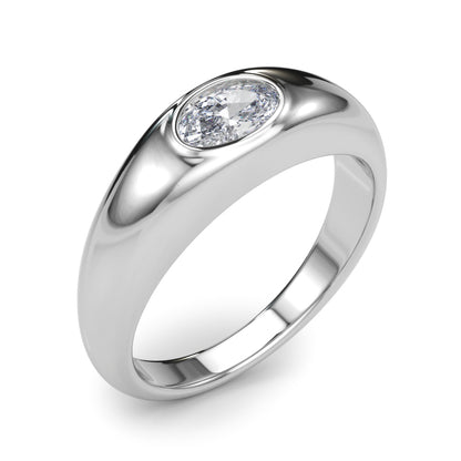 IGI Lab-Grown Oval Diamond Horizontal Bezel Solitaire Engagement Ring, D Color VVS Clarity