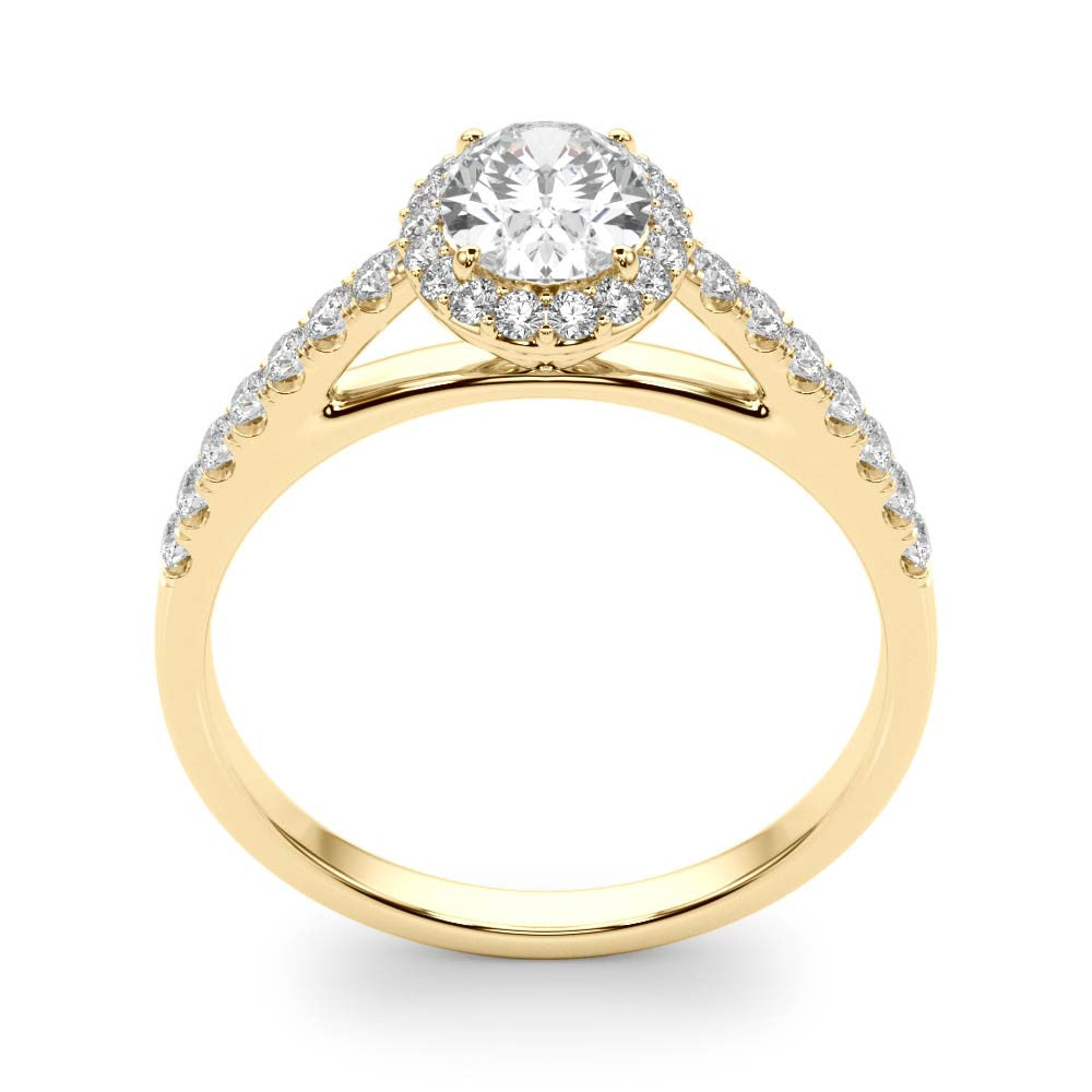 Lab Grown Oval Diamond Halo Engagement Ring