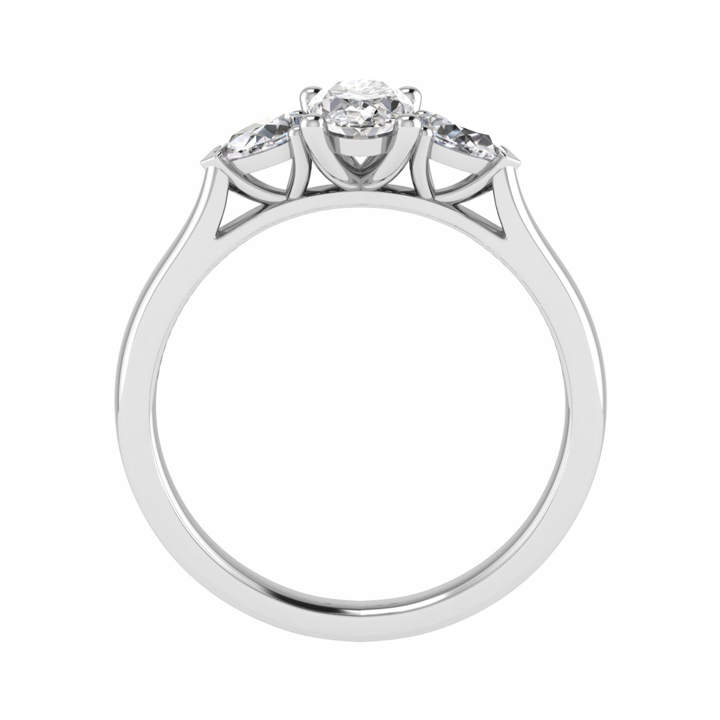 0.50 Carat Lab Grown Oval Diamond 3 Stone Engagement Ring