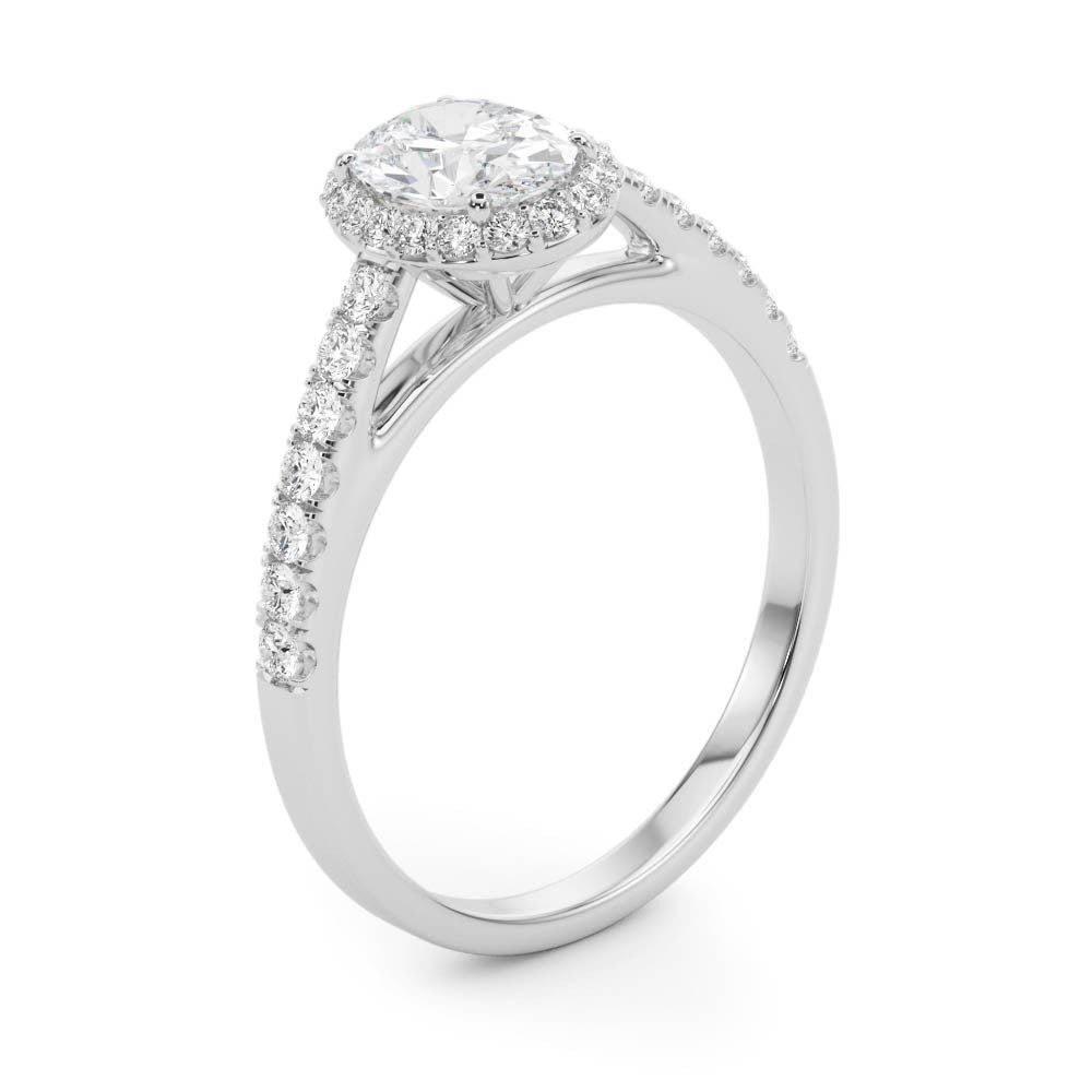 Lab Grown Oval Diamond Halo Engagement Ring