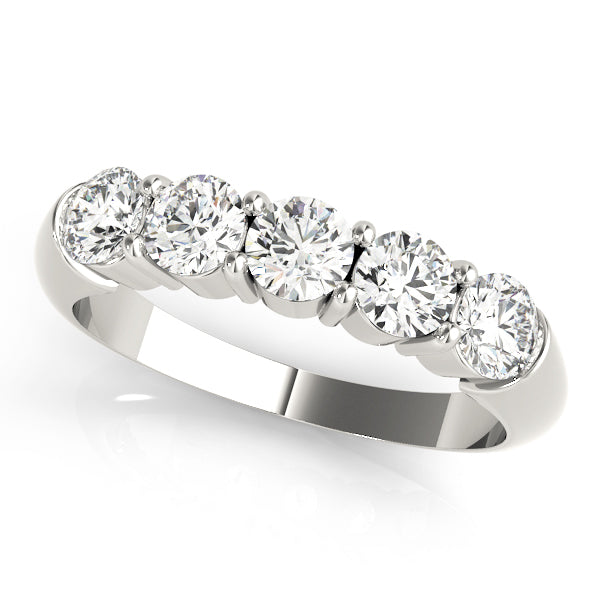 0.5Ct - 1.00Ct Lab-Grown Round Diamond Graduated Bar Style Setting 5-Stone Diamond Ring, DE Color VVS Clarity