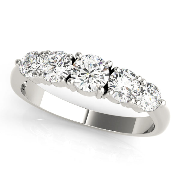1.00Ct - 2.00Ct Lab-Grown Round Diamond Channel Bar Hybrid Setting 5-Stone Diamond Ring, DE Color VVS Clarity