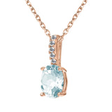 0.44 Carat Oval Shape Aquamarine Stone Drop Necklace