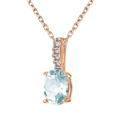 0.44 Carat Oval Shape Aquamarine Stone Drop Necklace