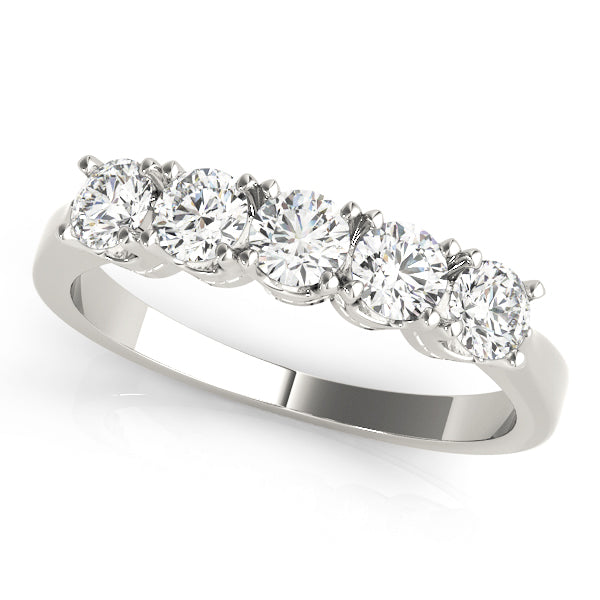 0.75Ct - 1.00Ct Lab-Grown Round Diamond U-cut Scalloped Shared Prong Setting 5-Stone Diamond Ring, DE Color VVS Clarity