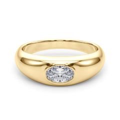 IGI Lab-Grown Oval Diamond Horizontal Bezel Solitaire Engagement Ring