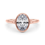 IGI Lab-Grown Oval Diamond Bezel Solitaire Engagement Ring, D Color VVS Clarity
