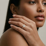 Oval 2.00ct Hidden Halo Lab Diamond Engagement Ring With Side Stones in 18K Gold