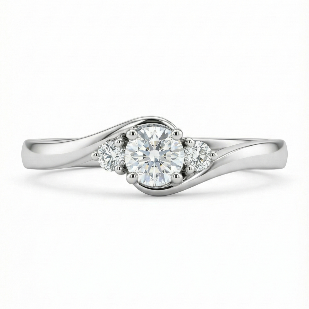 Lab Grown Triliogy Round Diamond Engagement Ring
