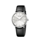 Calvin Klein High Noon Men's Watch – Silver Dial, Black Leather Strap
