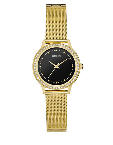 GUESS Women's Chelsea Watch W0647L8 – Black Dial, Stainless Steel with Crystals