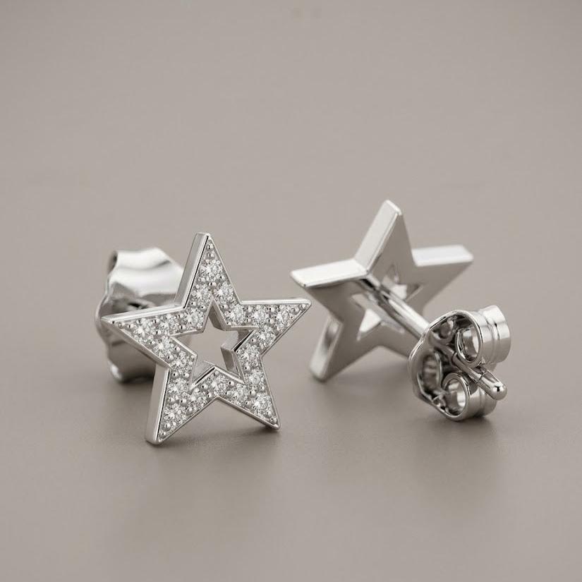 0.12ct Natural Diamond Round Cut Stud Earrings in 9K White or Yellow Gold