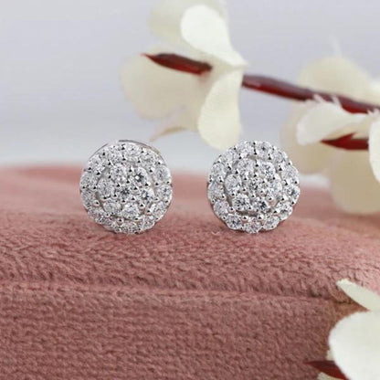 0.25ct Natural Diamond Cluster Earrings White Gold