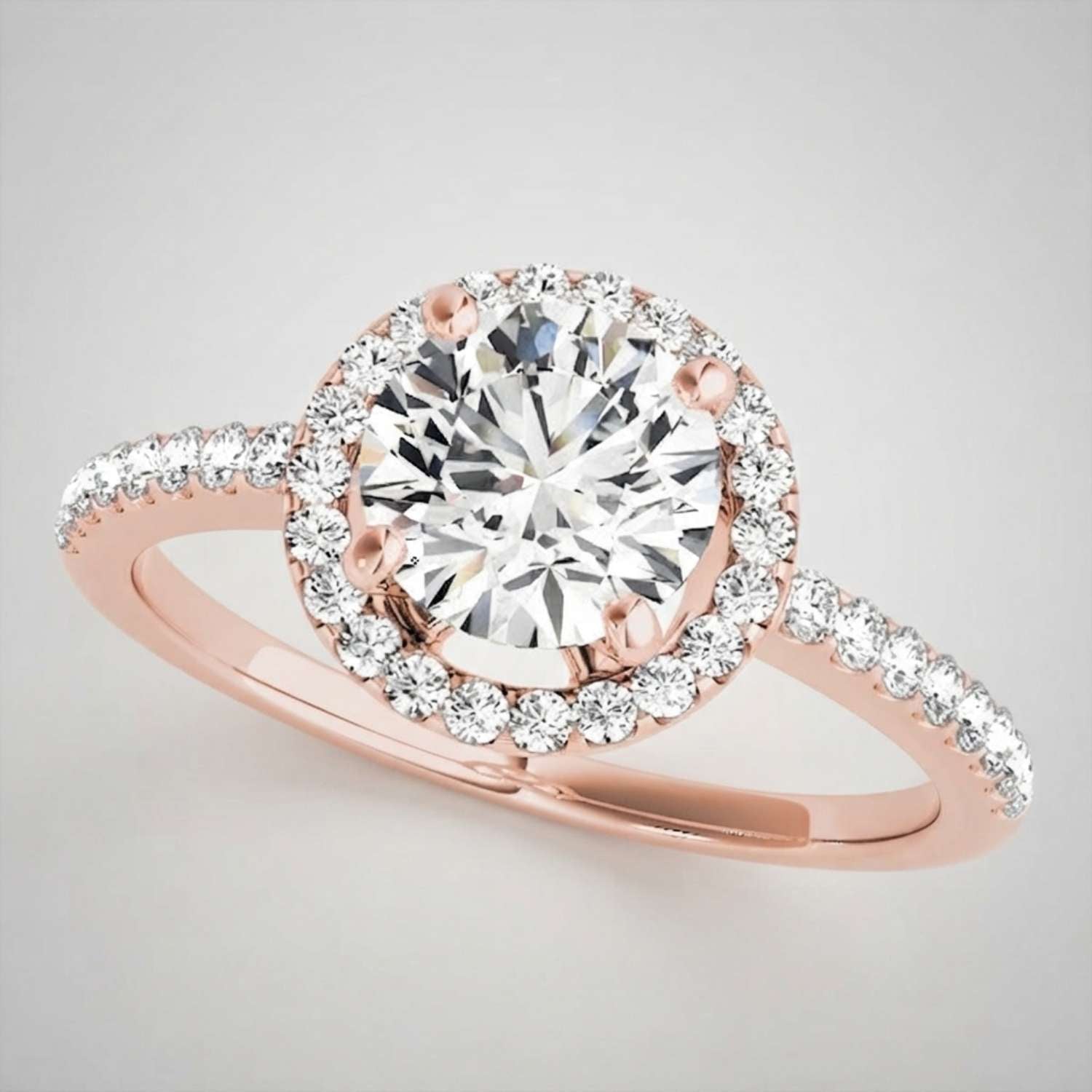 Stunning 1.00Ct round lab-grown diamond engagement ring featuring exceptional fire and sparkle.