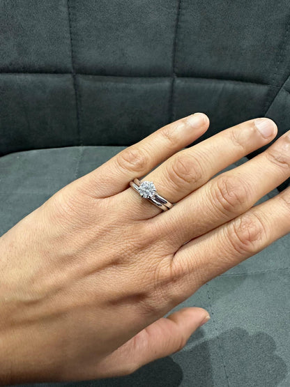 1.0Ct Six Prong Solitaire Wedding Ring Set Crafted in 9K White Gold