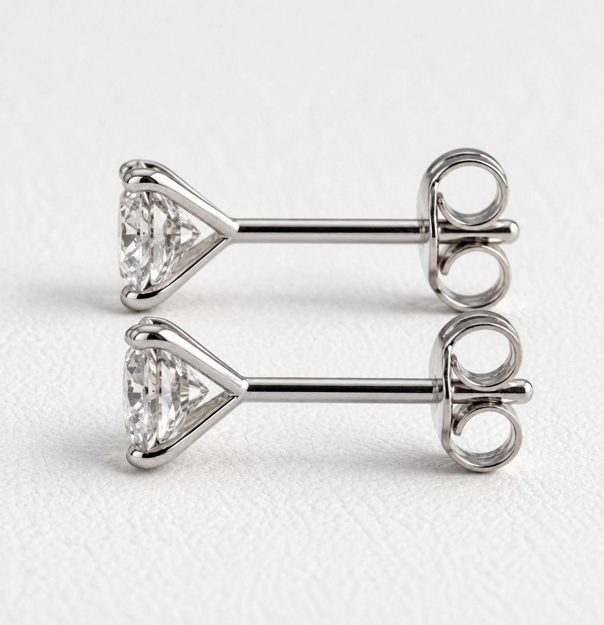 1.10ct Lab Grown Diamond Stud Earrings – Round Brilliant – 9K White Gold