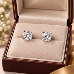 1.10ct Lab Grown Diamond Stud Earrings – Round Brilliant – 9K White Gold