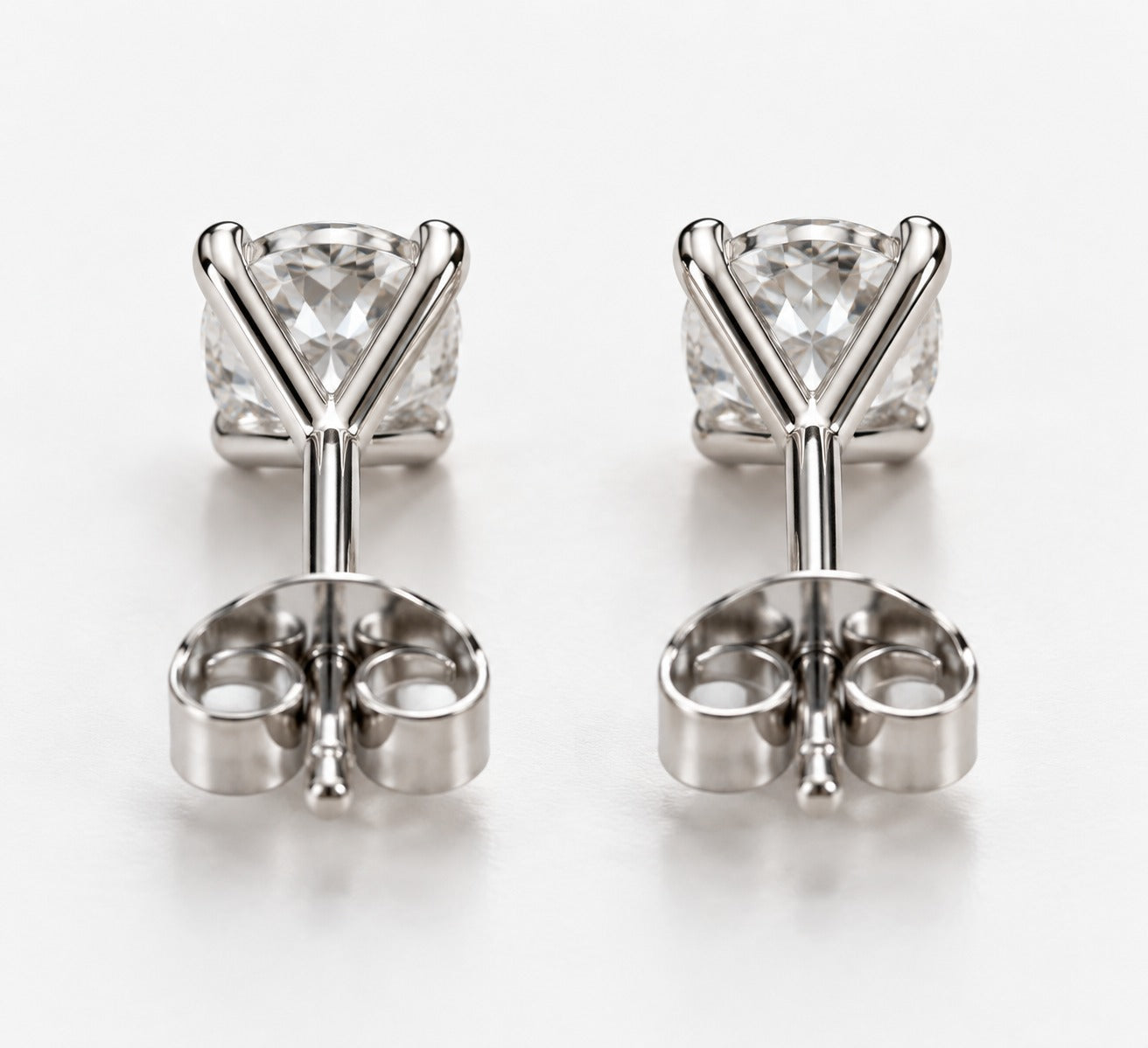 1.10ct Lab Grown Diamond Stud Earrings – Round Brilliant – 9K White Gold