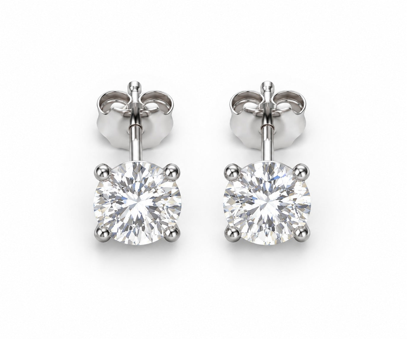 1.10ct Lab Grown Diamond Stud Earrings – Round Brilliant – 9K White Gold