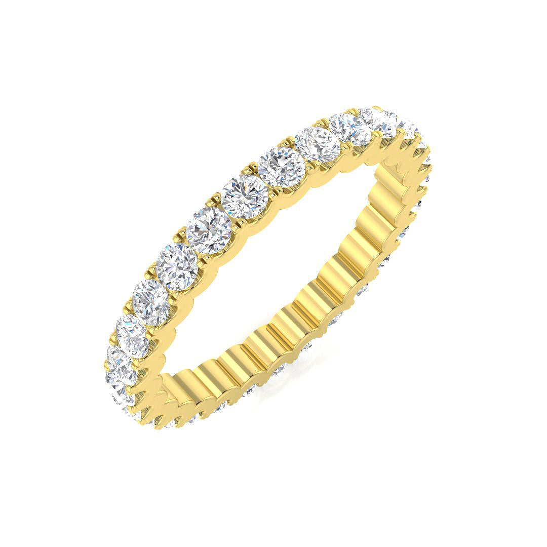 1.00 to 4.00 Carat Lab-Grown Round Cut D/VVS Diamond U-Prong Set Full Eternity Ring.