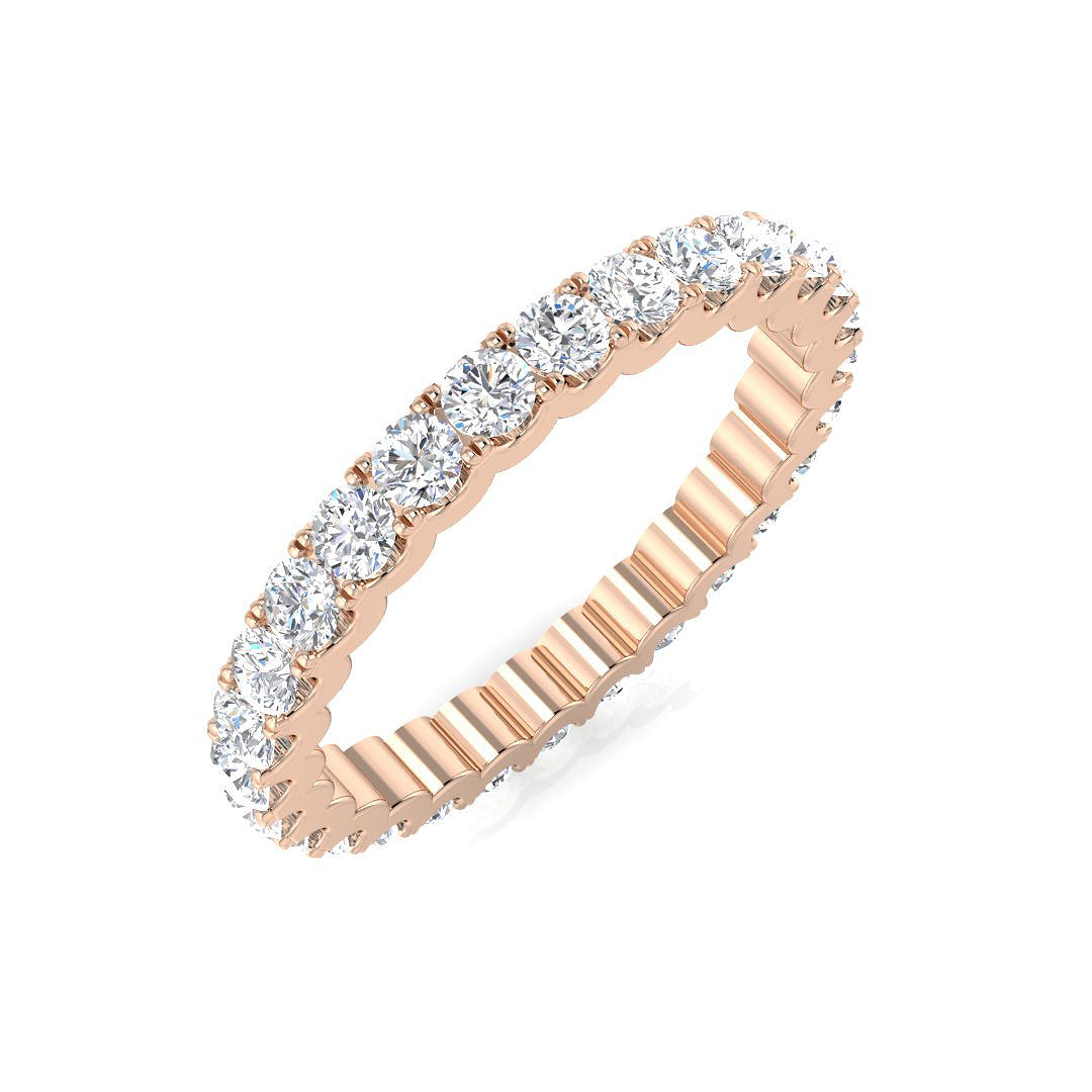 1.00 to 4.00 Carat Lab-Grown Round Cut D/VVS Diamond U-Prong Set Full Eternity Ring.