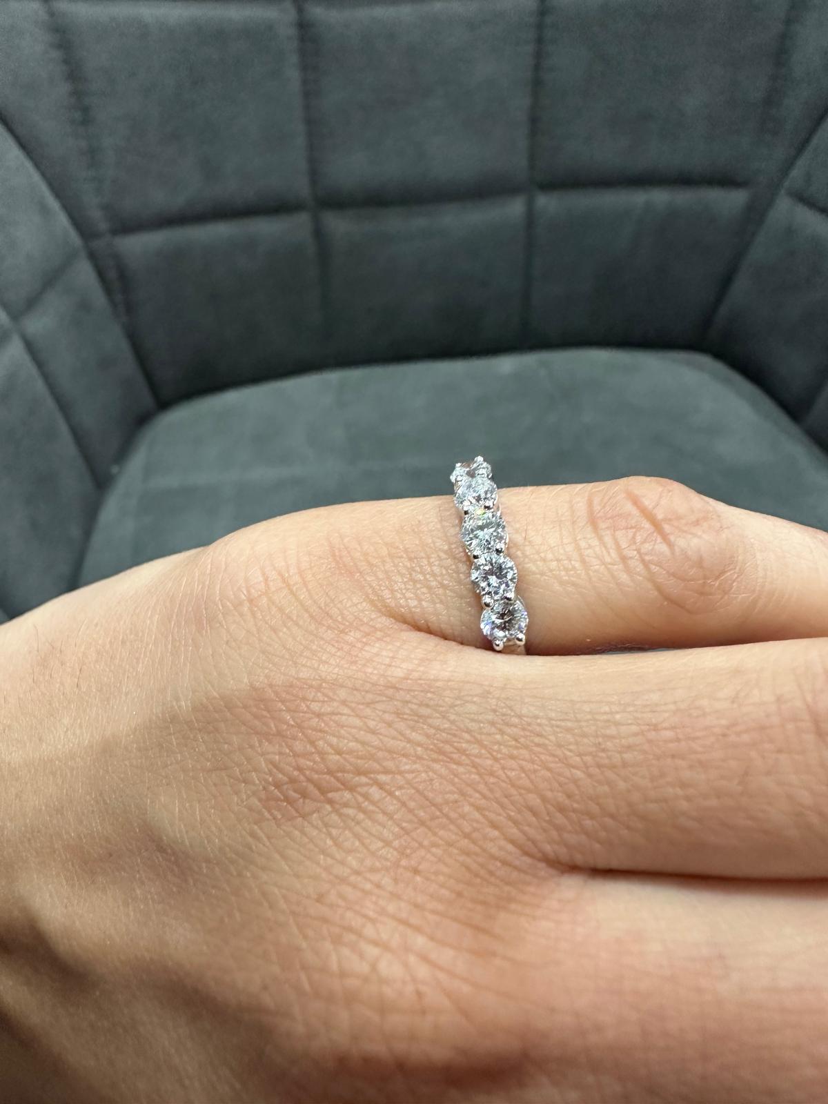 1.20Ct Five Stone Anniversary Ring in 9K White Gold, Perfect For Everyday