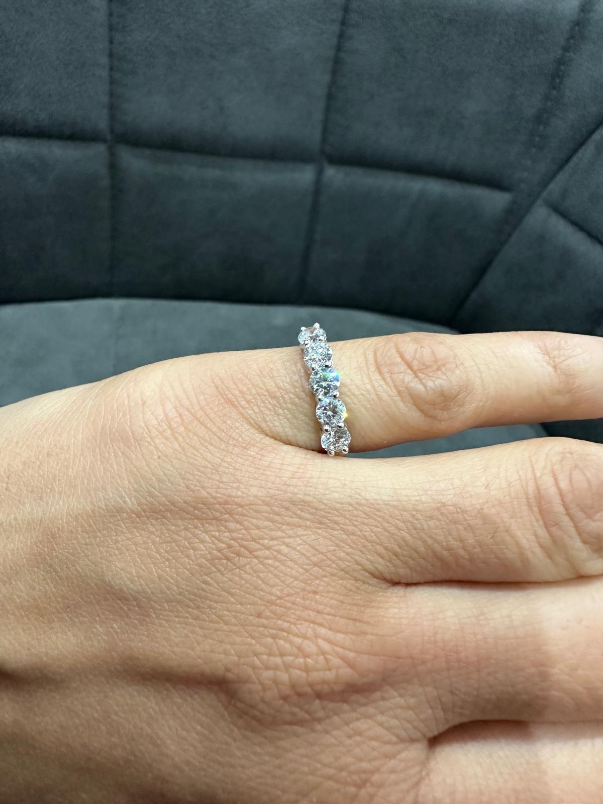 1.20Ct Five Stone Anniversary Ring in 9K White Gold, Perfect For Everyday